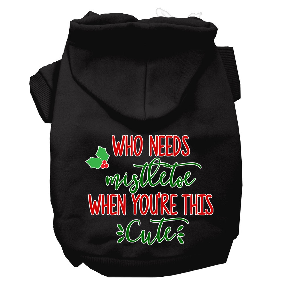 Mirage Pet 62-416 BKXXL Who Needs Mistletoe Screen Print Dog Hoodie&#4