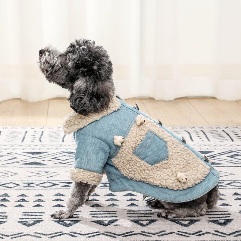 Cozy Denim And Fleece Two-Legged Dog Clothes - Perfect For Small To