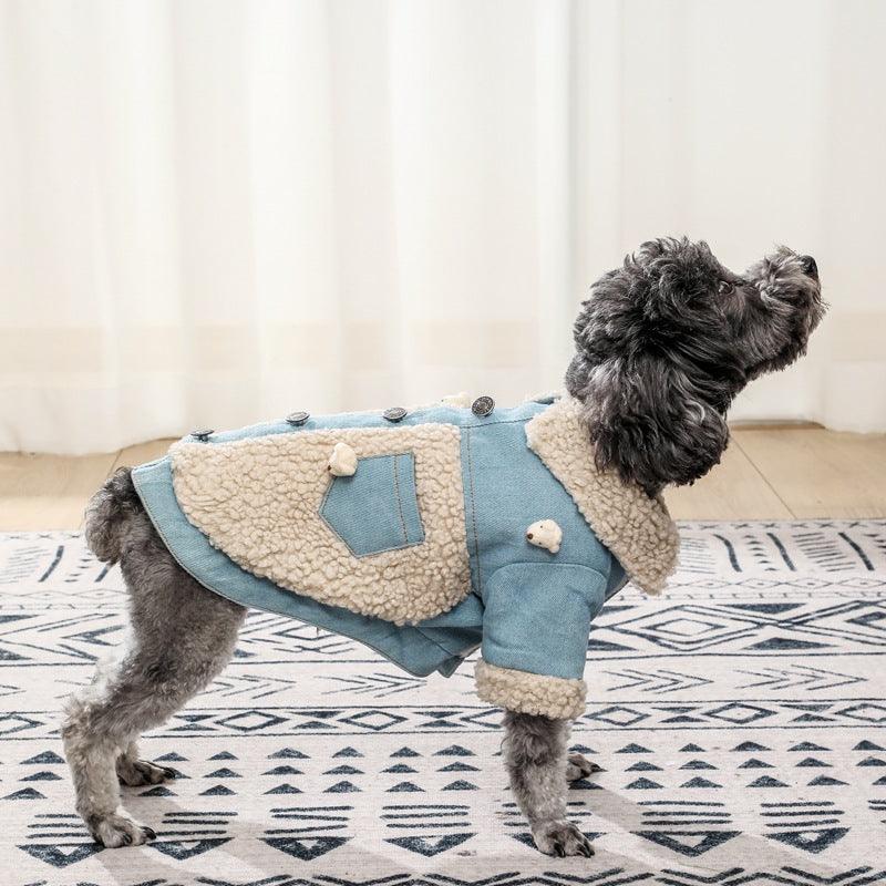Cozy Denim And Fleece Two-Legged Dog Clothes - Perfect For Small To