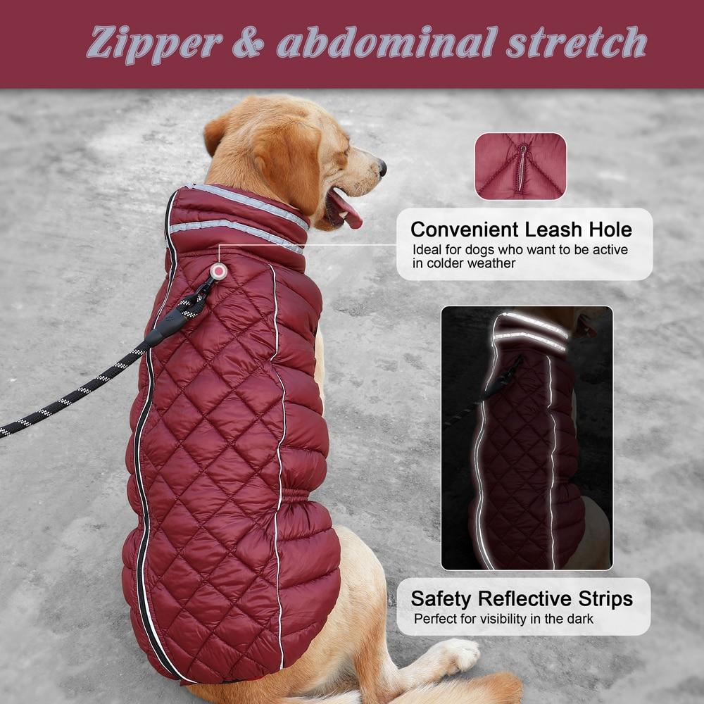 Waterproof Clothes for Large Dogs Reflective Dog Jacket Coat Warm