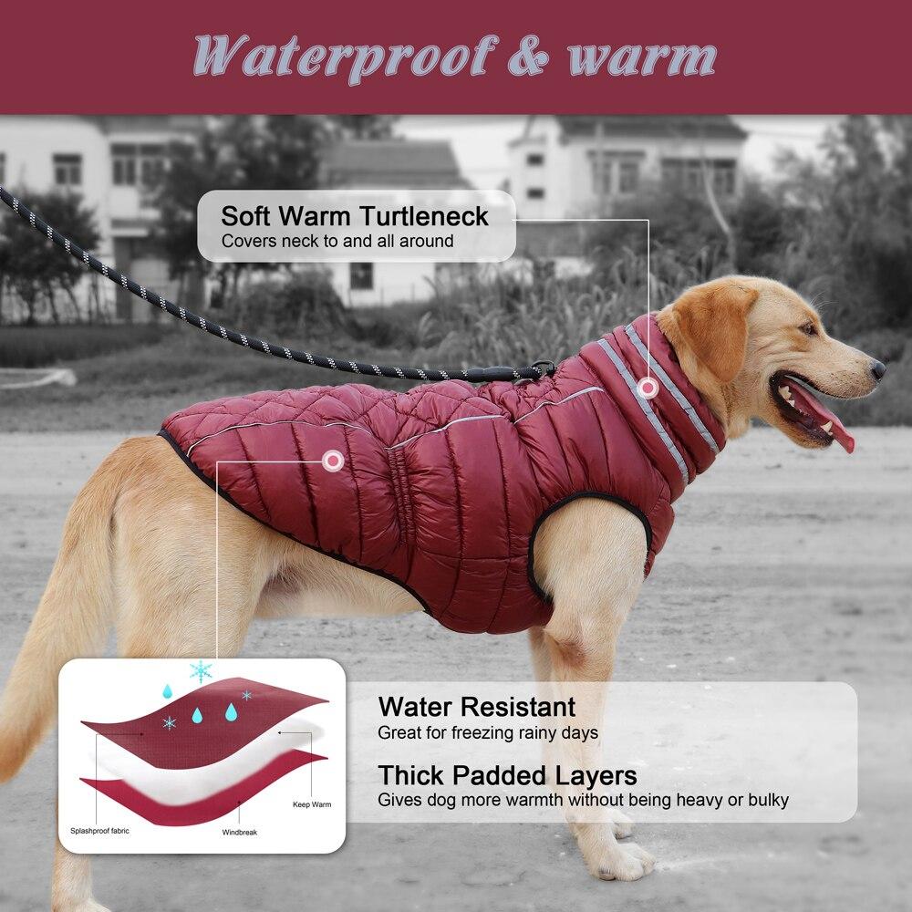 Waterproof Clothes for Large Dogs Reflective Dog Jacket Coat Warm