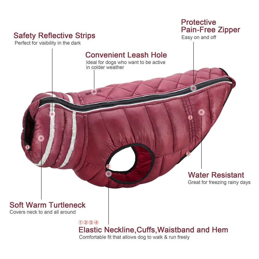 Waterproof Clothes for Large Dogs Reflective Dog Jacket Coat Warm